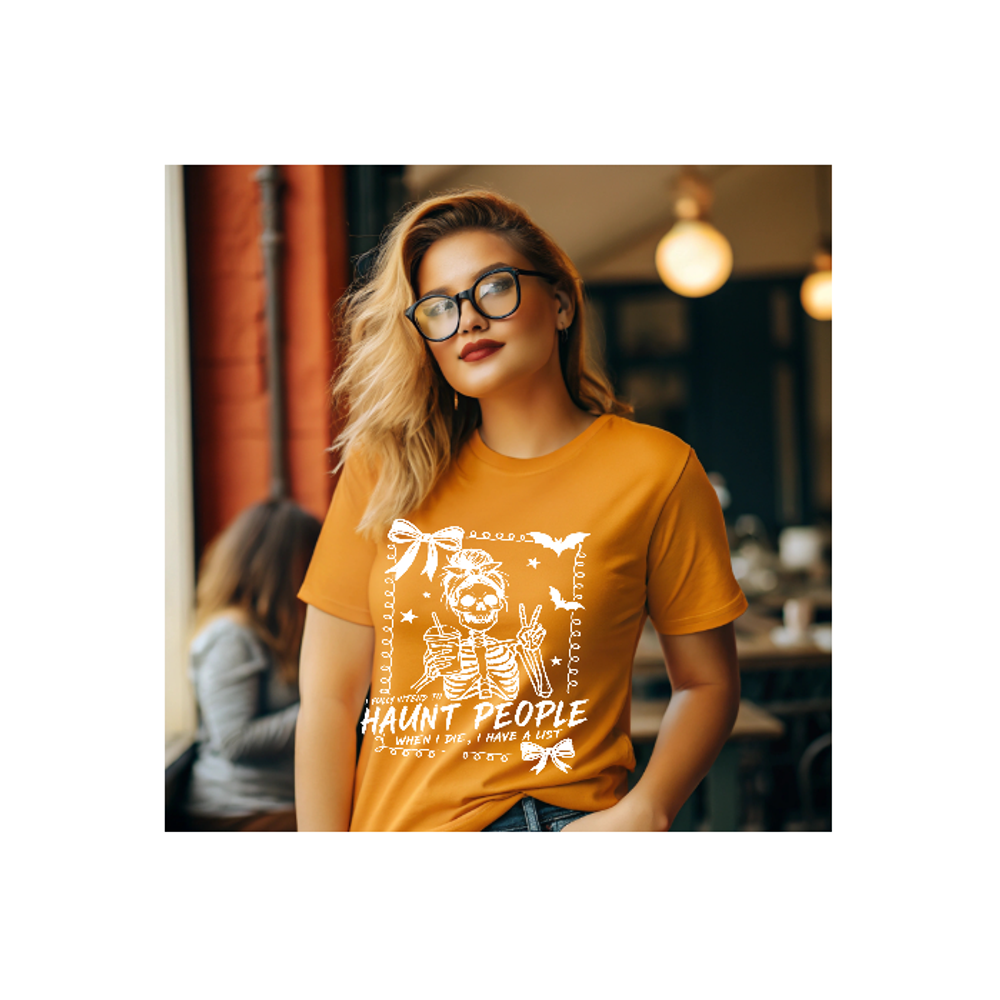 Haunt people Coquette frame skelly Tee (Glow in the Dark)