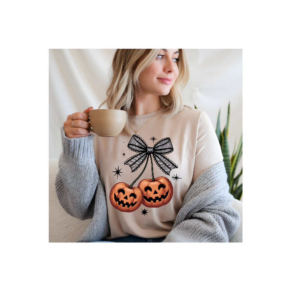 Cherry pumpkins with lace bow